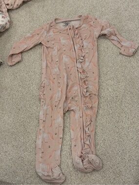 Caden Lane Pink Unicorn Ruffle Footie